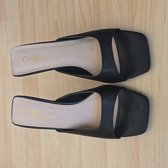 Olivia Jaymes Maysa Women's Square Open Toe Mules Heel Black Size 7.5 - Picture 3 of 9